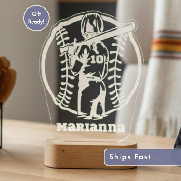 Personalized Baseball Night Light – Custom LED Lamp for Sports Fans - Picture 1 of 8